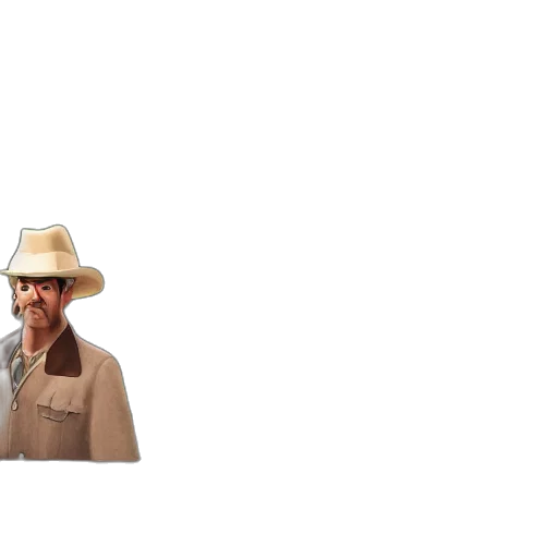 hat, animal, staff, jacket, pixel art, concept art, photorealistic, 3d render transparent PNG cut-out