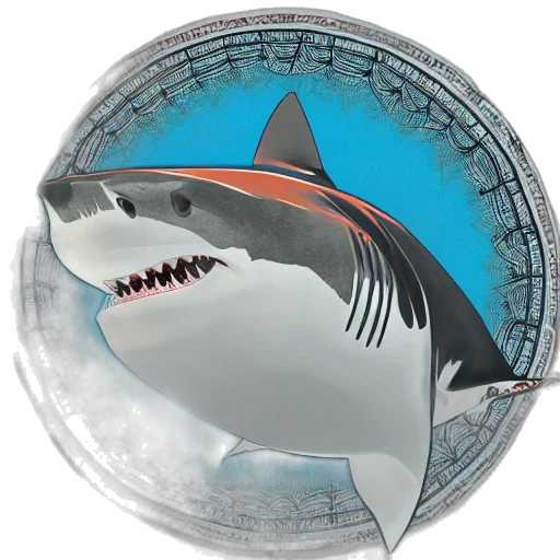3d render, concept art, vaporwave, great, white, shark, side, view transparent PNG cut-out