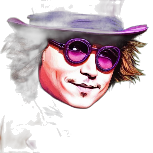 hat, face, mask, photorealistic, cartoon, vaporwave, concept art, portrait transparent PNG cut-out