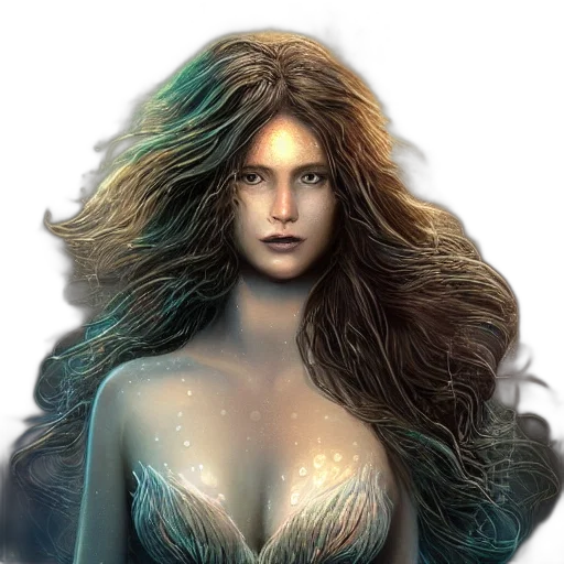 hair, fantasy art, concept art, photorealistic, comic book art, blue, green, beautiful transparent PNG cut-out