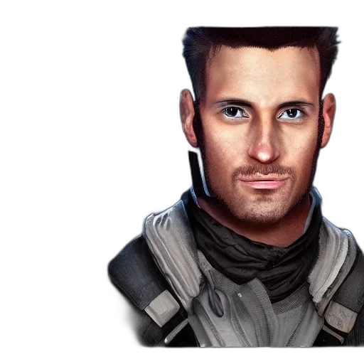 face, jacket, concept art, photorealistic transparent PNG cut-out