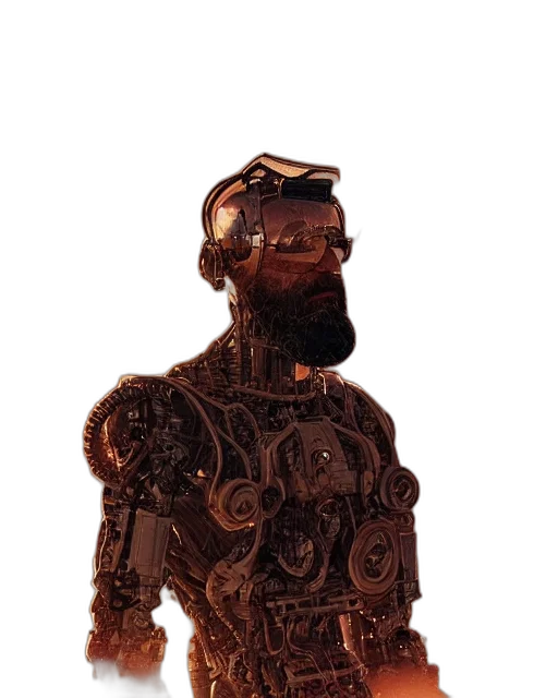 robot, staff, mask, face, 3d render, concept art, photorealistic, fantasy art transparent PNG cut-out