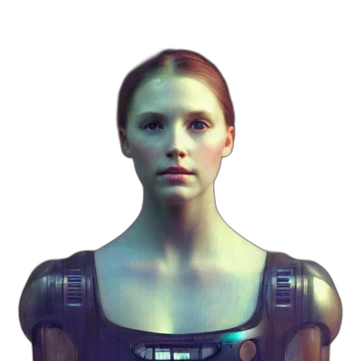 robot, face, dress, staff transparent PNG cut-out