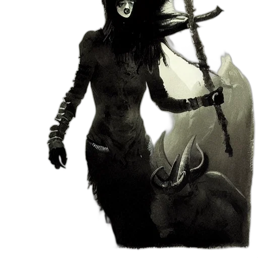 creature, staff, mask, animal, concept art, fantasy art, comic book art, watercolor transparent PNG cut-out