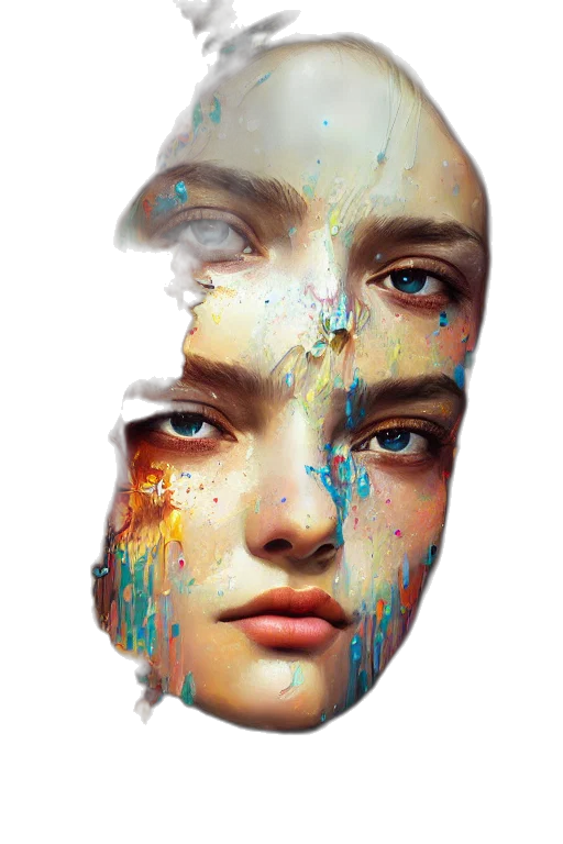 face, mask, robot, photorealistic transparent PNG cut-out