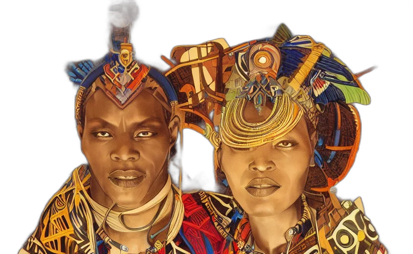 jewelry, crown, concept art, photorealistic, fantasy art, retro, futuristic, african transparent PNG cut-out