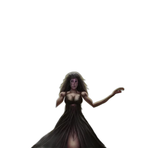 dress, staff, creature, hair, concept art, fantasy art, comic book art, pixel art transparent PNG cut-out