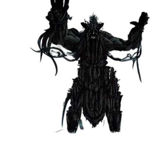 creature, mask, staff, hair, concept art, fantasy art, comic book art, 3d render transparent PNG cut-out
