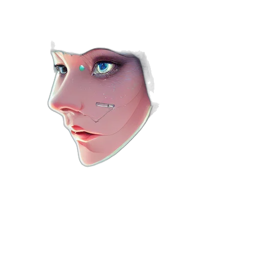 face, mask, robot, creature, 3d render, photorealistic, vaporwave, concept art transparent PNG cut-out