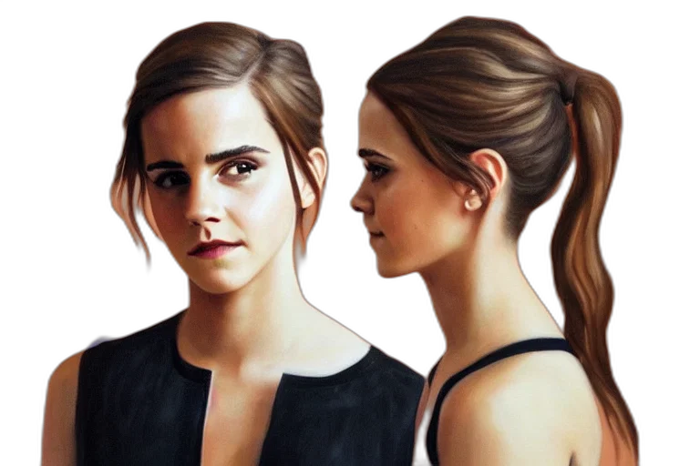 face, photorealistic, concept art, cartoon, oil painting, dark, emma, watson transparent PNG cut-out