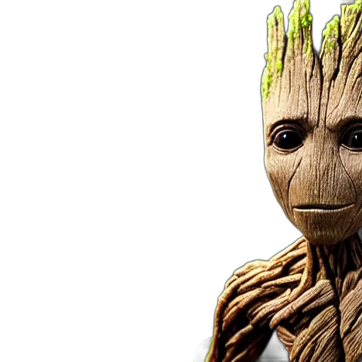 3d render, concept art, groot, sad transparent PNG cut-out