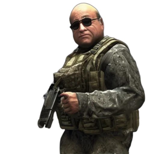 weapon, staff, jacket, face transparent PNG cut-out