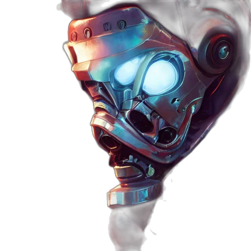 robot, mask, face, weapon, concept art, cyberpunk, fantasy art, pixel art transparent PNG cut-out