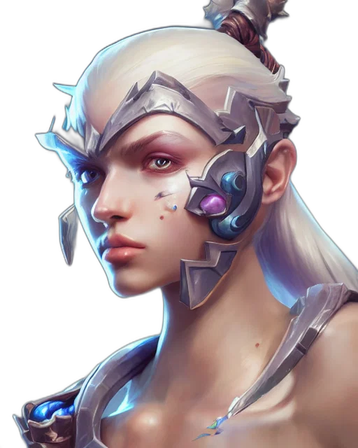face, robot, mask, jewelry, fantasy art, concept art, cyberpunk, photorealistic transparent PNG cut-out