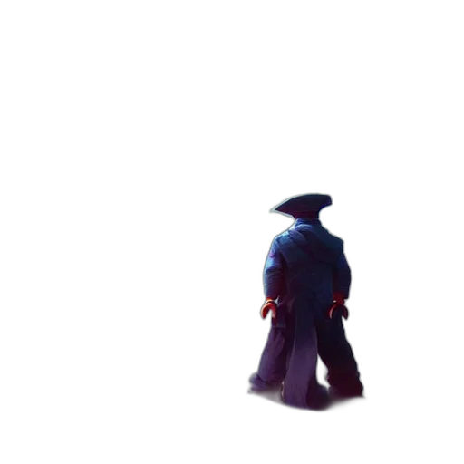 hat, robot, staff, jacket, concept art, 3d render, pixel art, photorealistic transparent PNG cut-out