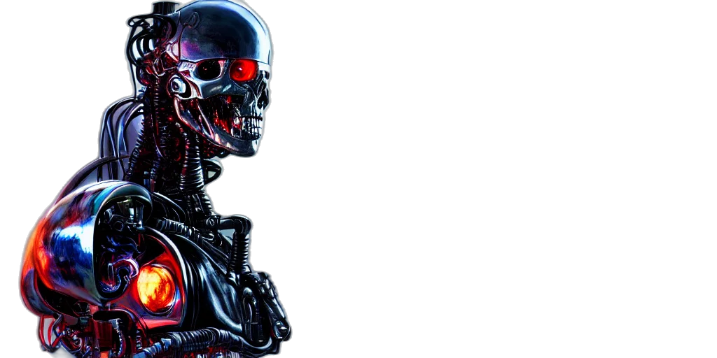 robot, cyberpunk, terminator, chrome, matte, colorful, concept, art transparent PNG cut-out