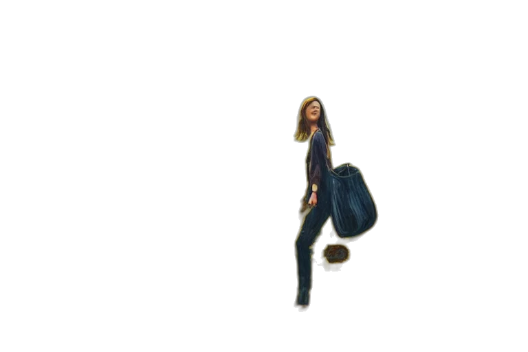 hair, staff, jacket, shoes transparent PNG cut-out
