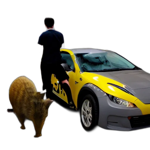 car, animal, creature, concept art, 3d render, photorealistic, forest, gray transparent PNG cut-out