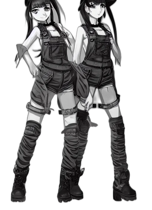 jacket, weapon, concept art, cyberpunk, anime, comic book art, monochrome, dark transparent PNG cut-out