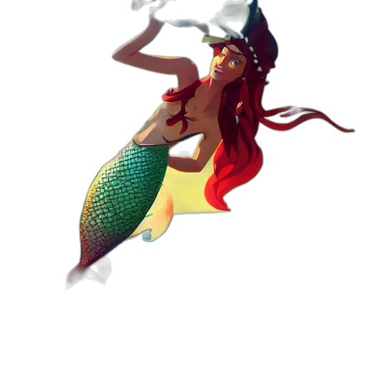 concept art, pixel art, fantasy art, 3d render, underwater, painting, mermaid, treasure transparent PNG cut-out