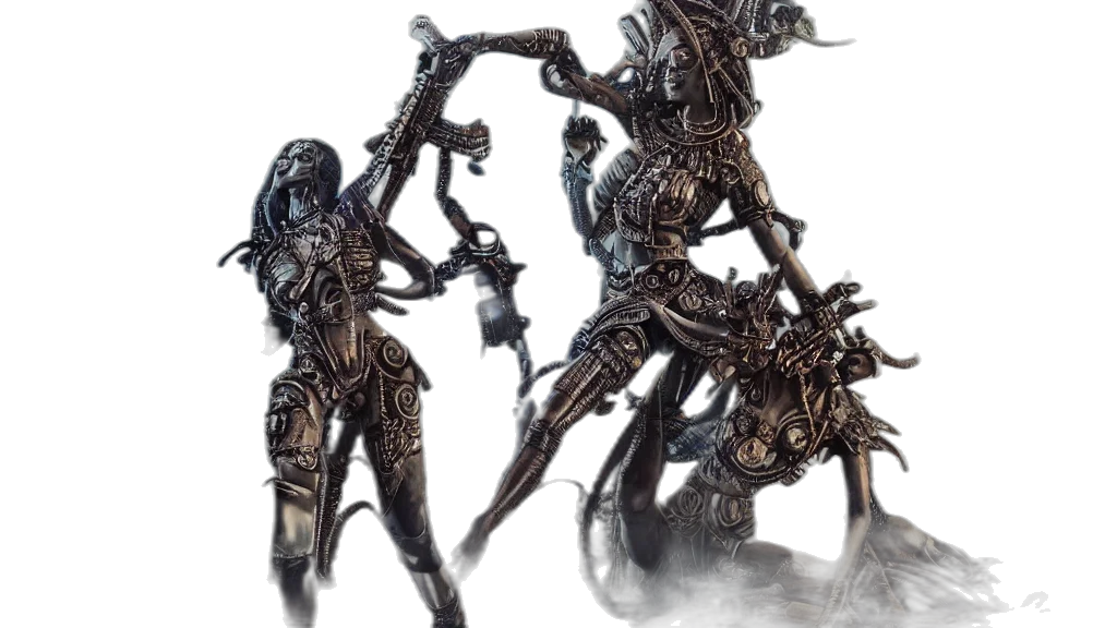 robot, creature, staff, weapon, concept art, fantasy art, 3d render, comic book art transparent PNG cut-out