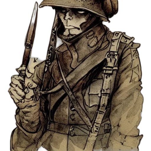 staff, hat, weapon, face, watercolor, concept art, comic book art, photorealistic transparent PNG cut-out