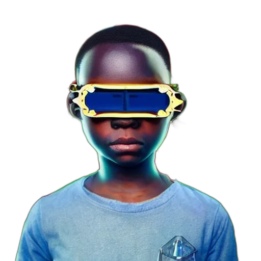 mask, robot, face, staff, 3d render, cyberpunk, concept art, photorealistic transparent PNG cut-out