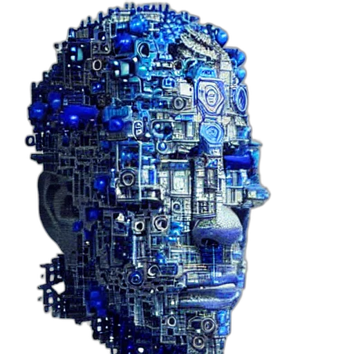 robot, face, cyberpunk, 3d render transparent PNG cut-out