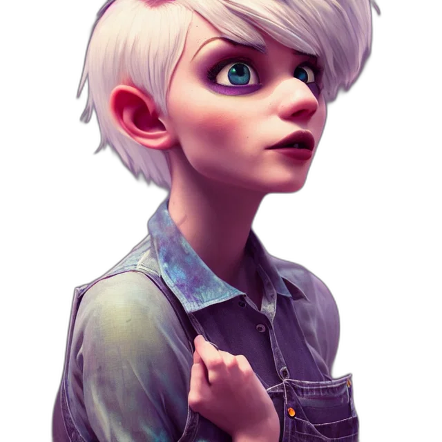 jacket, face, robot, staff, fantasy art, concept art, cartoon, photorealistic transparent PNG cut-out