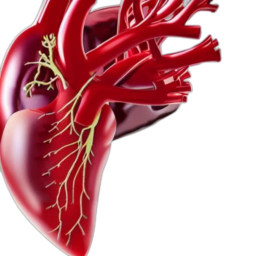 3d render, close, anatomical, model, human, heart, made, transparent transparent PNG cut-out