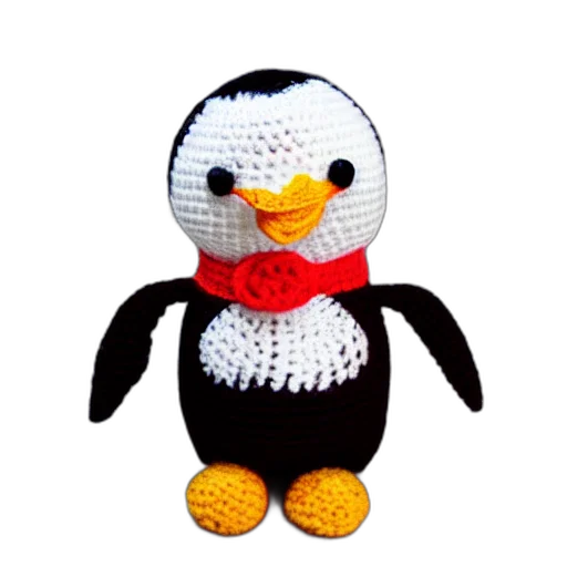 pixel art, crocheted, penguin, doll transparent PNG cut-out