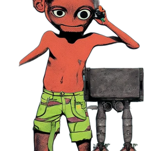 robot, staff, mask, creature transparent PNG cut-out