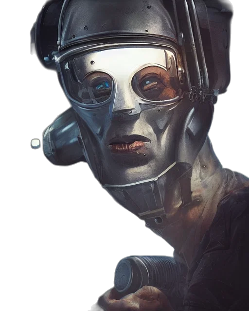 robot, face, mask, creature, concept art, cyberpunk, 3d render, photorealistic transparent PNG cut-out