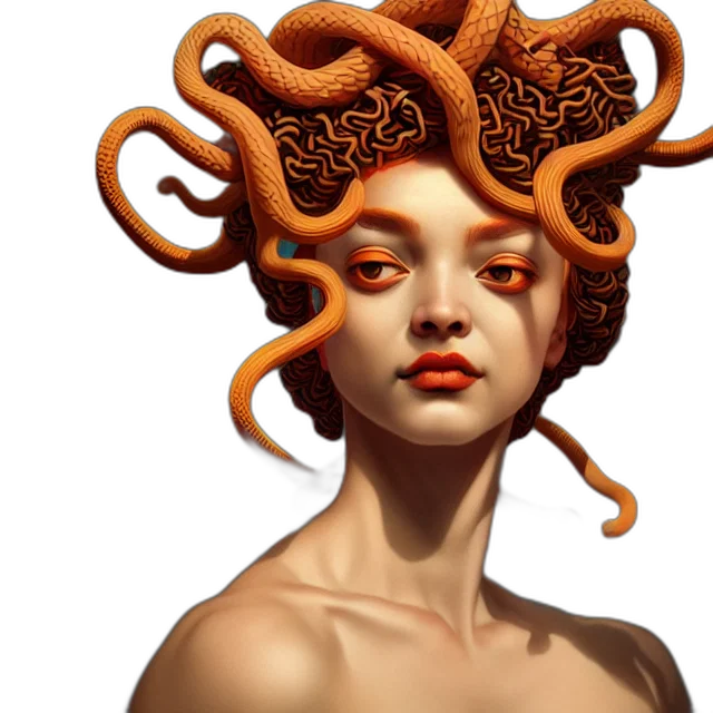 hair, creature, crown, concept art, fantasy art, 3d render, photorealistic, underwater transparent PNG cut-out