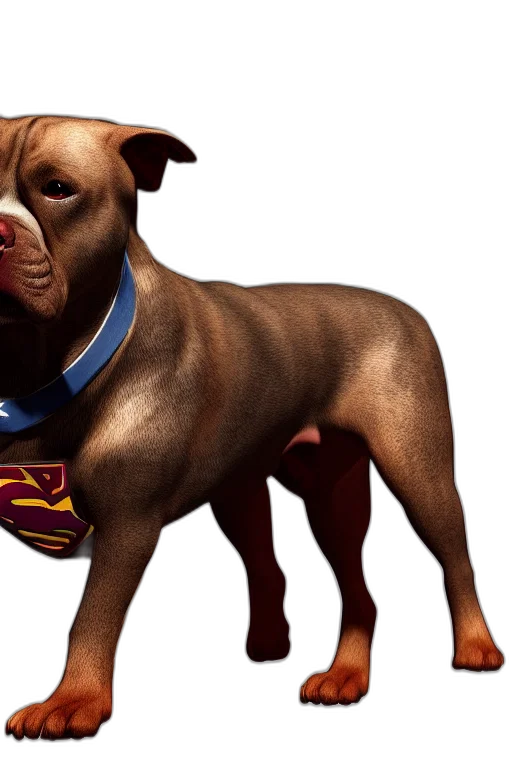 animal, photorealistic, 3d render, pitbull, dog, wearing, superman, suit transparent PNG cut-out
