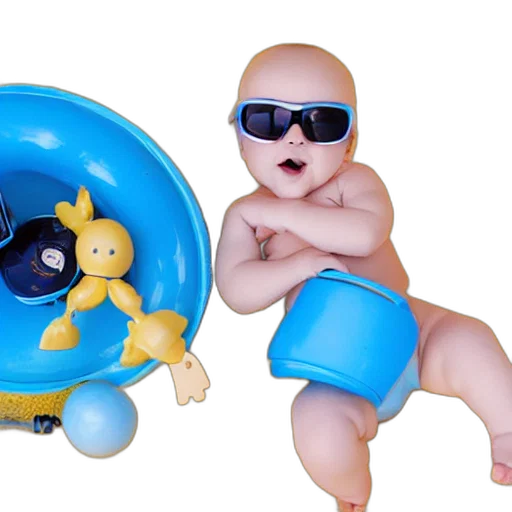 3d render, photorealistic, underwater, cute, light, blue, baby, chick transparent PNG cut-out