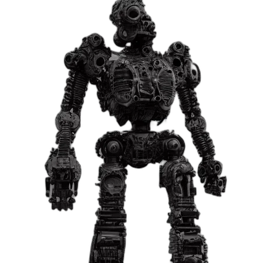 robot, creature, staff, weapon transparent PNG cut-out