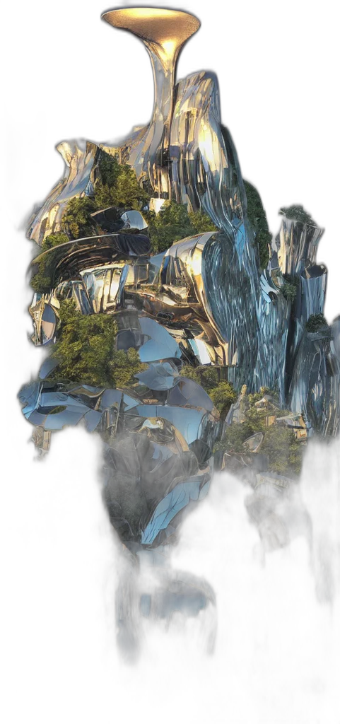 tree, dragon, crown, mask, concept art, 3d render, photorealistic, fantasy art transparent PNG cut-out