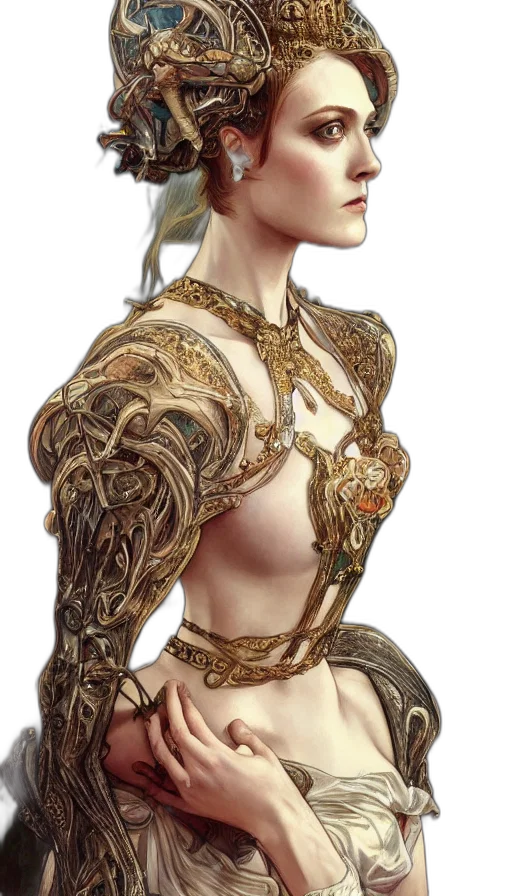 jewelry, sword, dress, weapon, fantasy art, concept art, photorealistic, comic book art transparent PNG cut-out