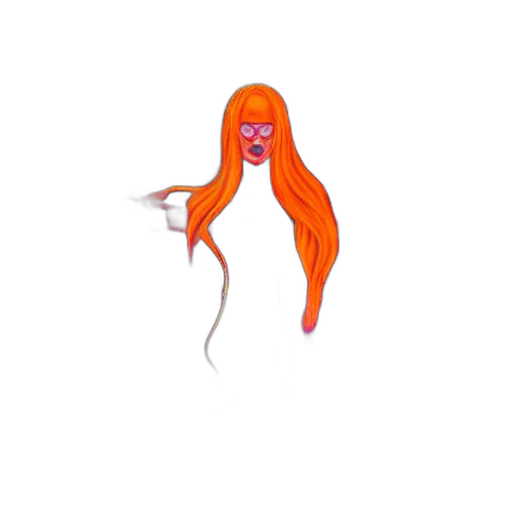 hair, creature, dress, staff transparent PNG cut-out