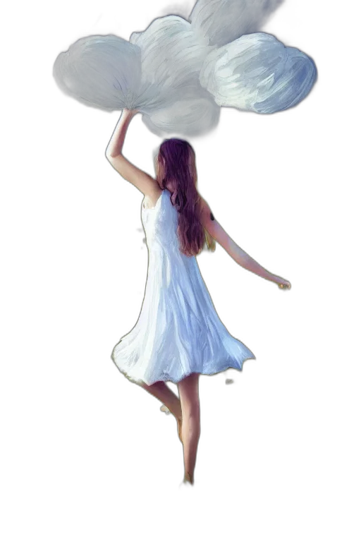 dress, umbrella, photorealistic, concept art, oil painting, 3d render, rain, underwater transparent PNG cut-out