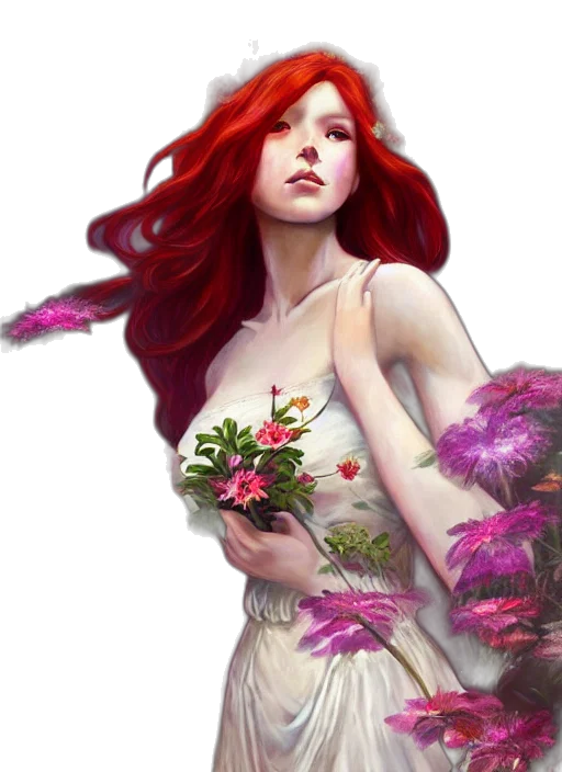 flower, dress, fantasy art, photorealistic transparent PNG cut-out