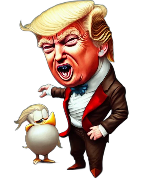 animal, cartoon, concept art, cute, little, anthropomorphic, donald, trump transparent PNG cut-out