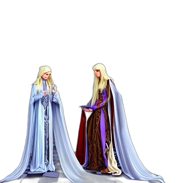 dress, crown, 3d render, concept art, fantasy art, pixel art, blue, elf transparent PNG cut-out