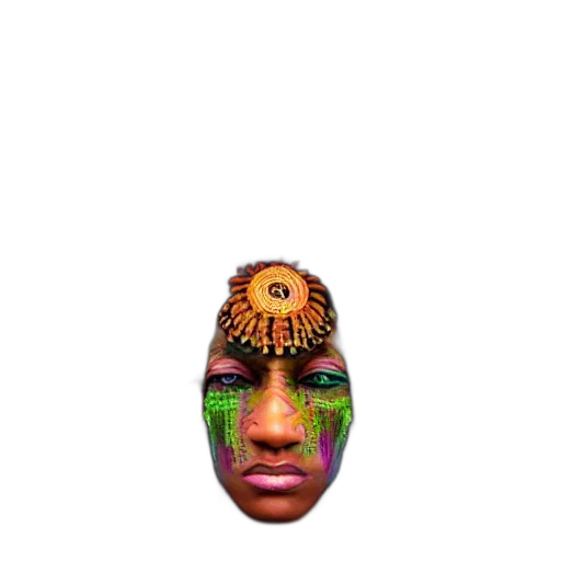 face, mask, creature, crown, pixel art, concept art, 3d render, photorealistic transparent PNG cut-out