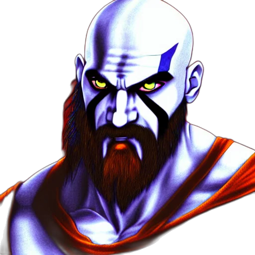 face, concept art, comic book art, fantasy art, photorealistic, portrait, kratos, anime transparent PNG cut-out