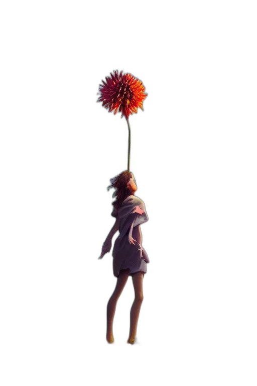 flower, staff, umbrella, crown, concept art, 3d render, fantasy art, pixel art transparent PNG cut-out