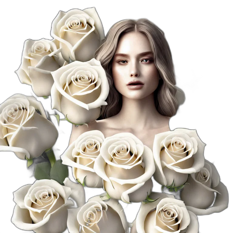 jewelry, flower, face, crown, photorealistic, 3d render, fantasy art, concept art transparent PNG cut-out