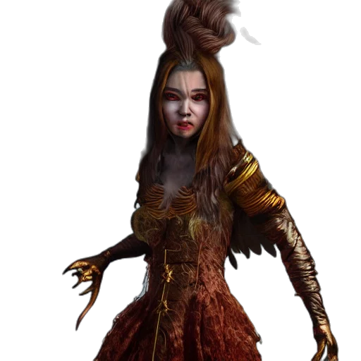 staff, creature, mask, dress transparent PNG cut-out