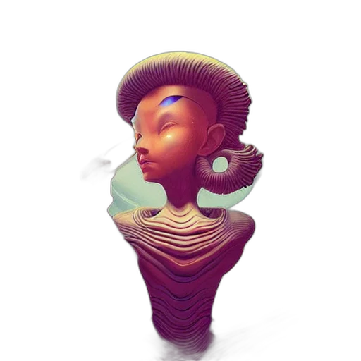 face, mask, crown, jewelry, 3d render, concept art, fantasy art, vaporwave transparent PNG cut-out